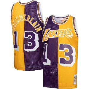 Wilt Chamberlain Sophistiqué Los Angeles Lakers Hardwood Classics 1971/72 Split Swingman Jersey Purple/Gold