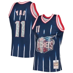 Yao Ming Houston Rockets 2002/03 Hardwood Classics Moderne NBA 75th Anniversary Diamond Swingman Jersey Navy