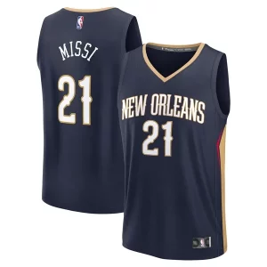 Yves Missi New Orleans Pelicans Youth 2024 NBA Bold Draft Fast Break Player Jersey Icon Edition Navy